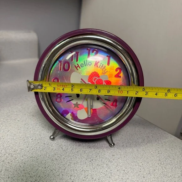 Hello Kitty Purple Alarm Clock with holographic face/glowing hands. Y2K. - Picture 8 of 9